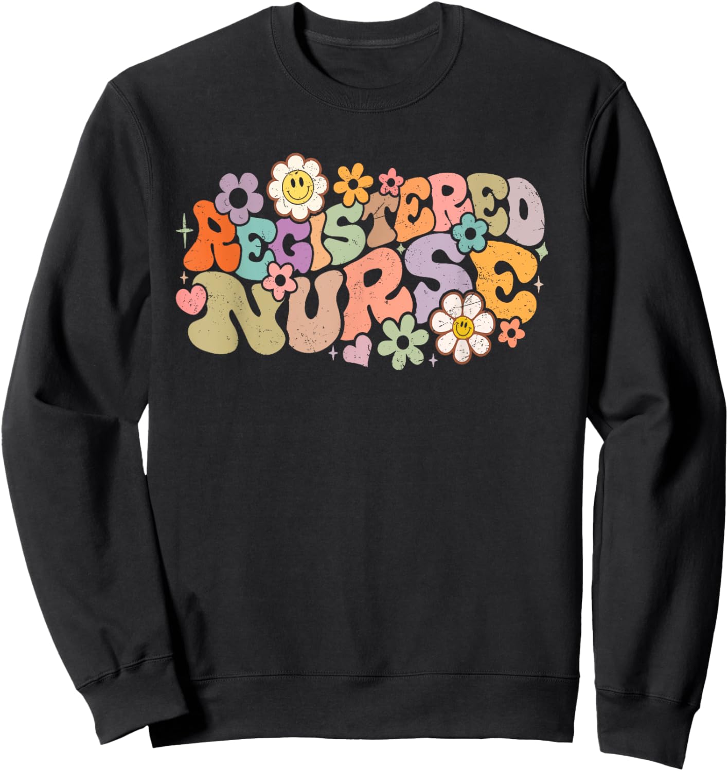 Retro Vintage Registered Nurse Nursing RN Funny Sweatshirt - Sweatshirt | Black