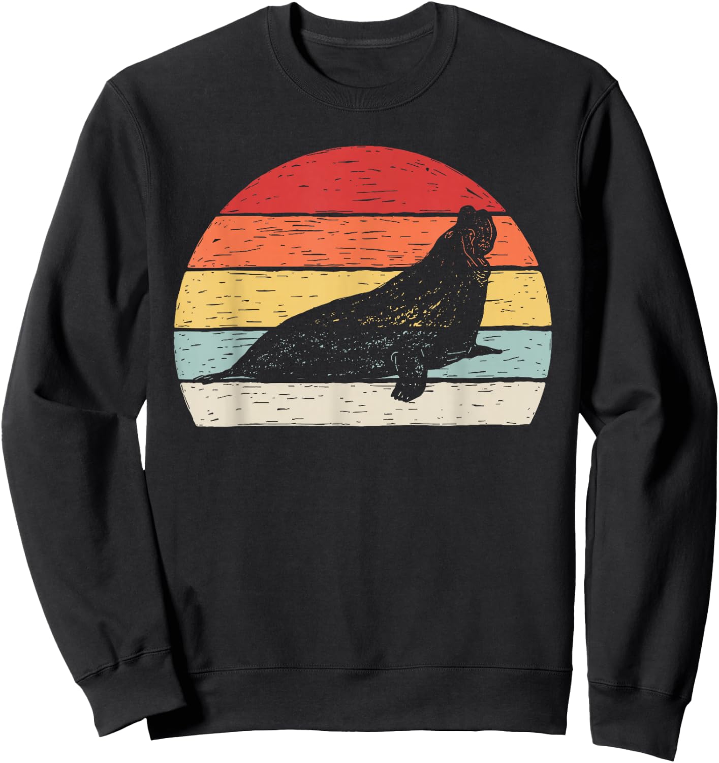 Vintage Retro Elephant Seal Sweatshirt - Sweatshirt | Black