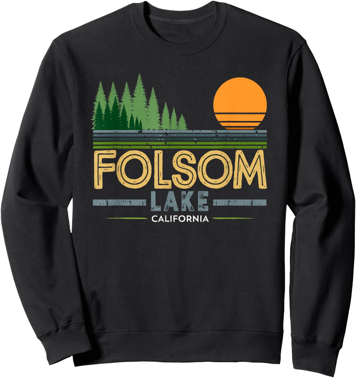 Vintage Folsom Lake California Sweatshirt - Sweatshirt | Black