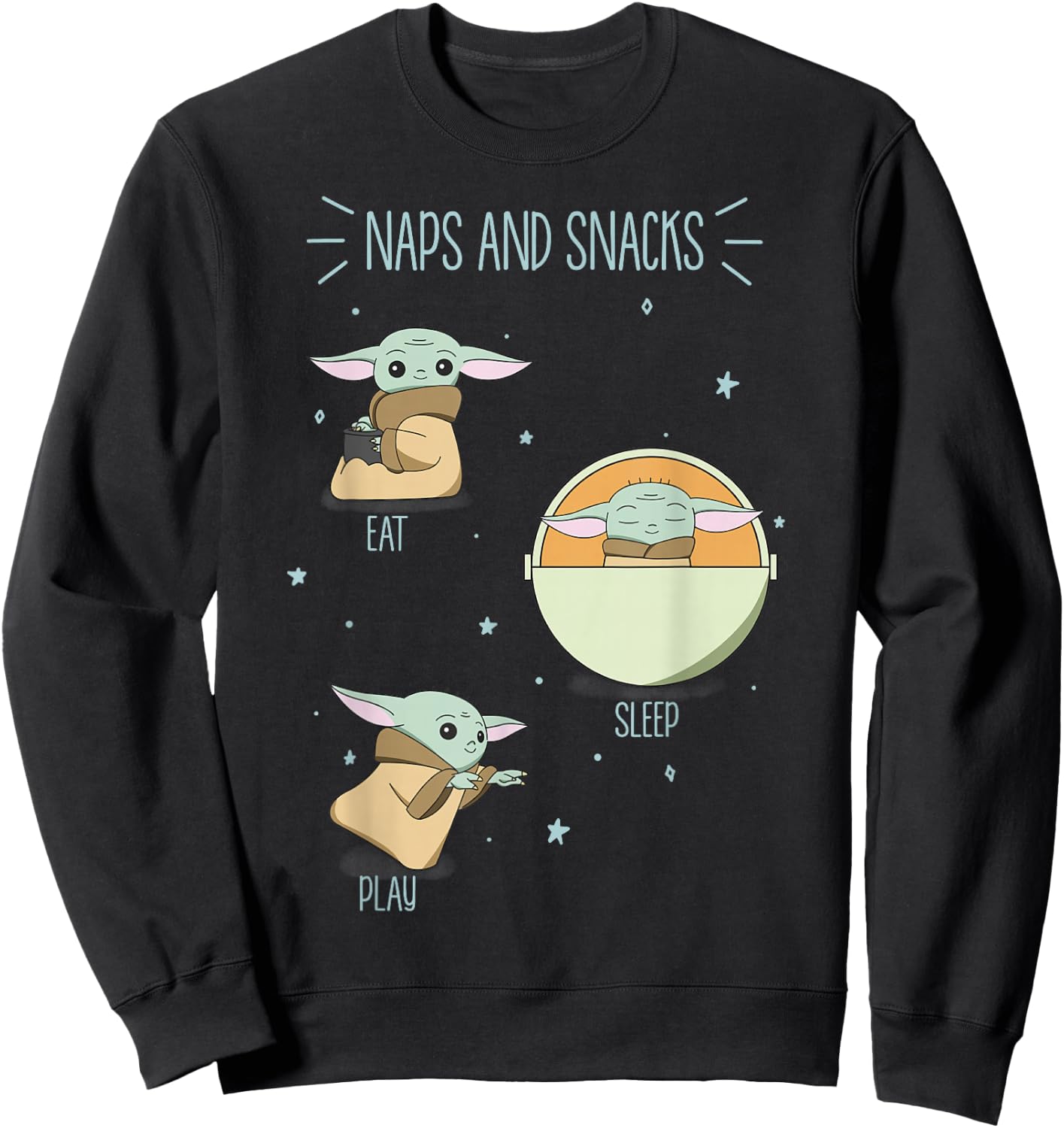 Star Wars The Mandalorian The Child Naps And Snacks Doodles Sweatshirt - Sweatshirt | Black