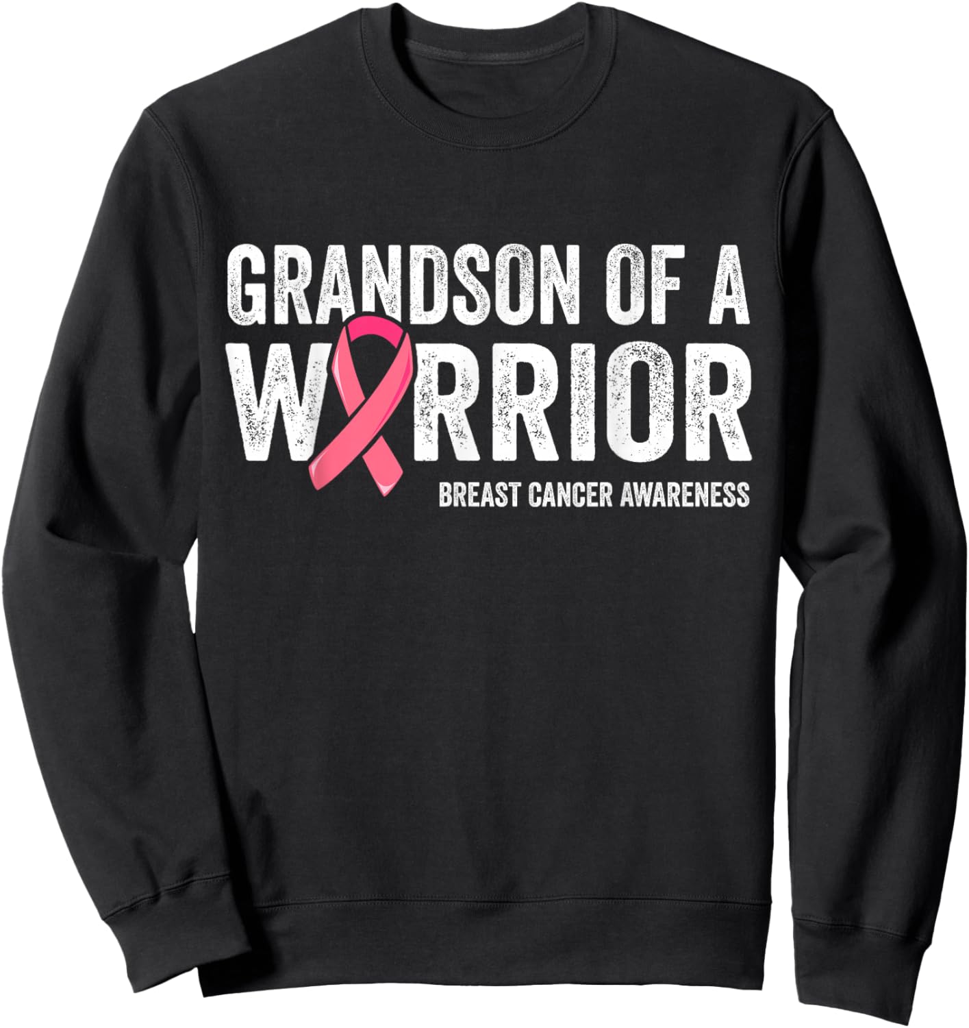 Grandson Of A Warrior Grandma Shirts, Breast Cancer Matching Sweatshirt - Sweatshirt | Black