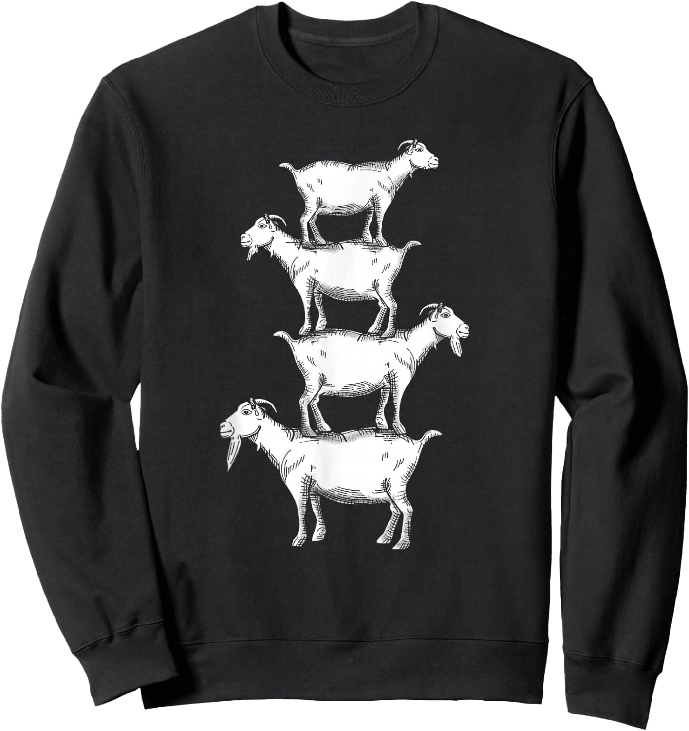 Vintage Four Buck Goats Over Each Other Farmer Goat Lovers Sweatshirt - Sweatshirt | Black