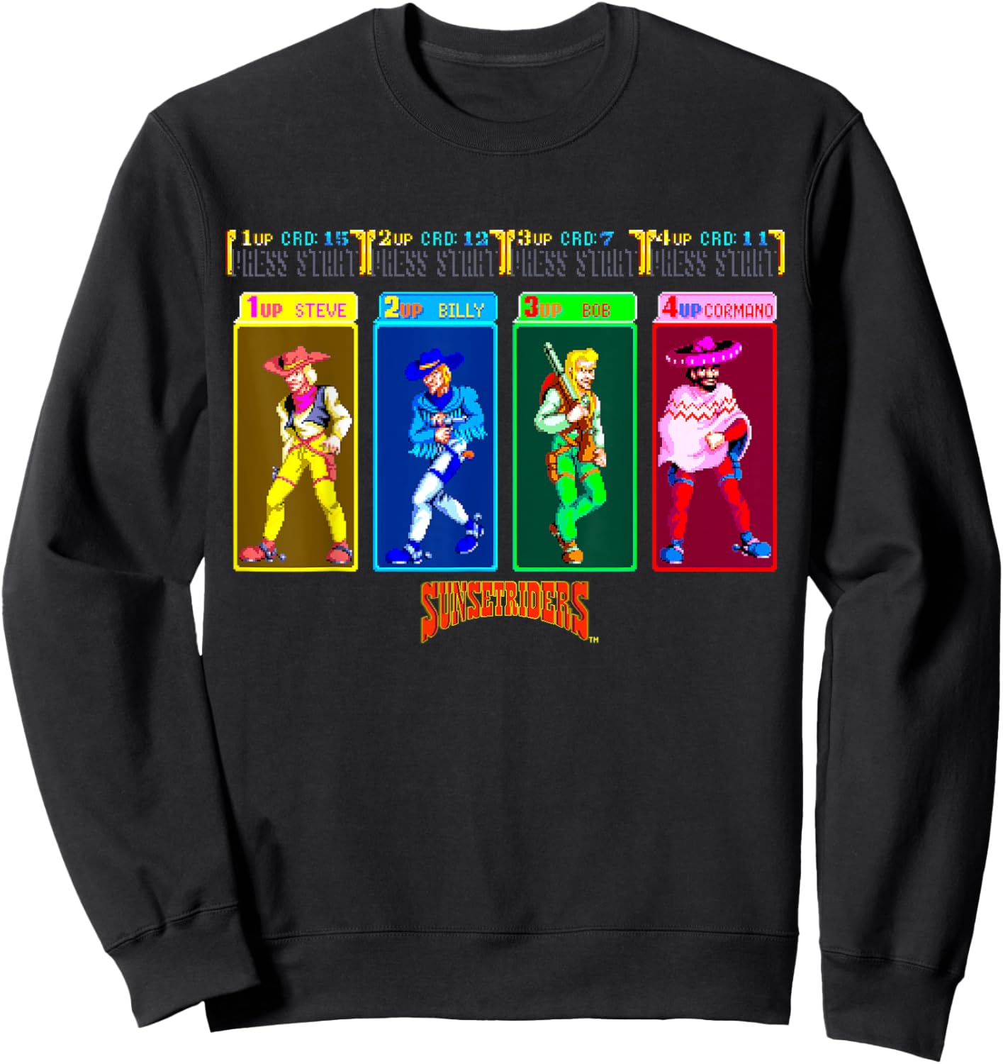 Sunset Riders Character Select Retro Western Heroes Showdown Sweatshirt - Sweatshirt | Black