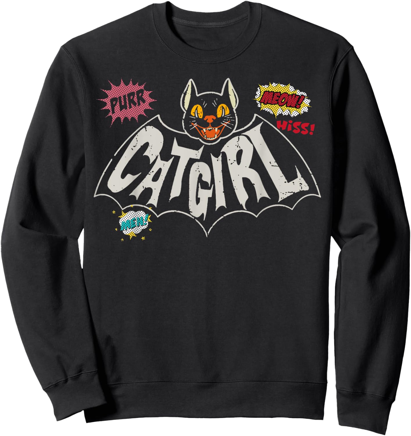 The Catgirl Vintage Sweatshirt - Sweatshirt | Black