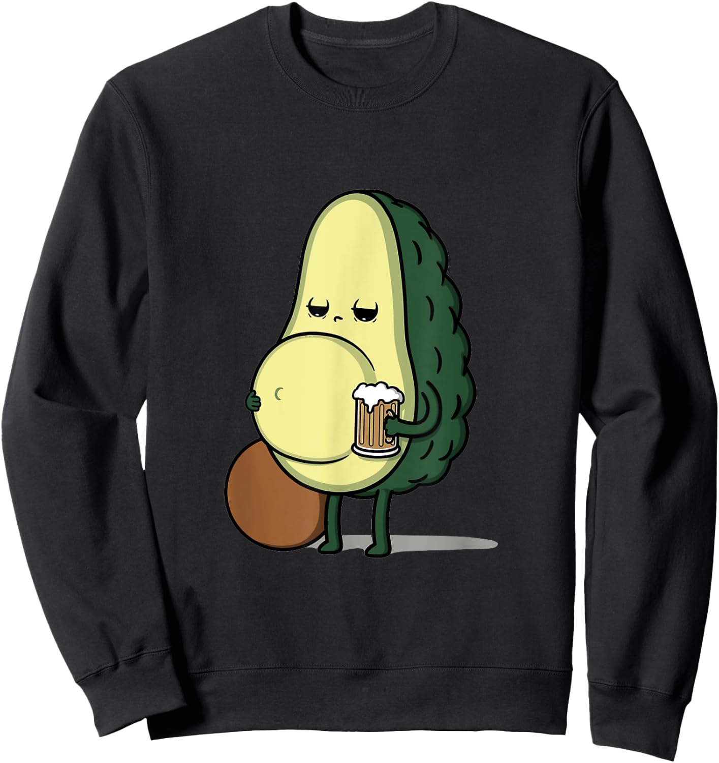 Funny Avocado with Beer Belly Sweatshirt - Sweatshirt | Black