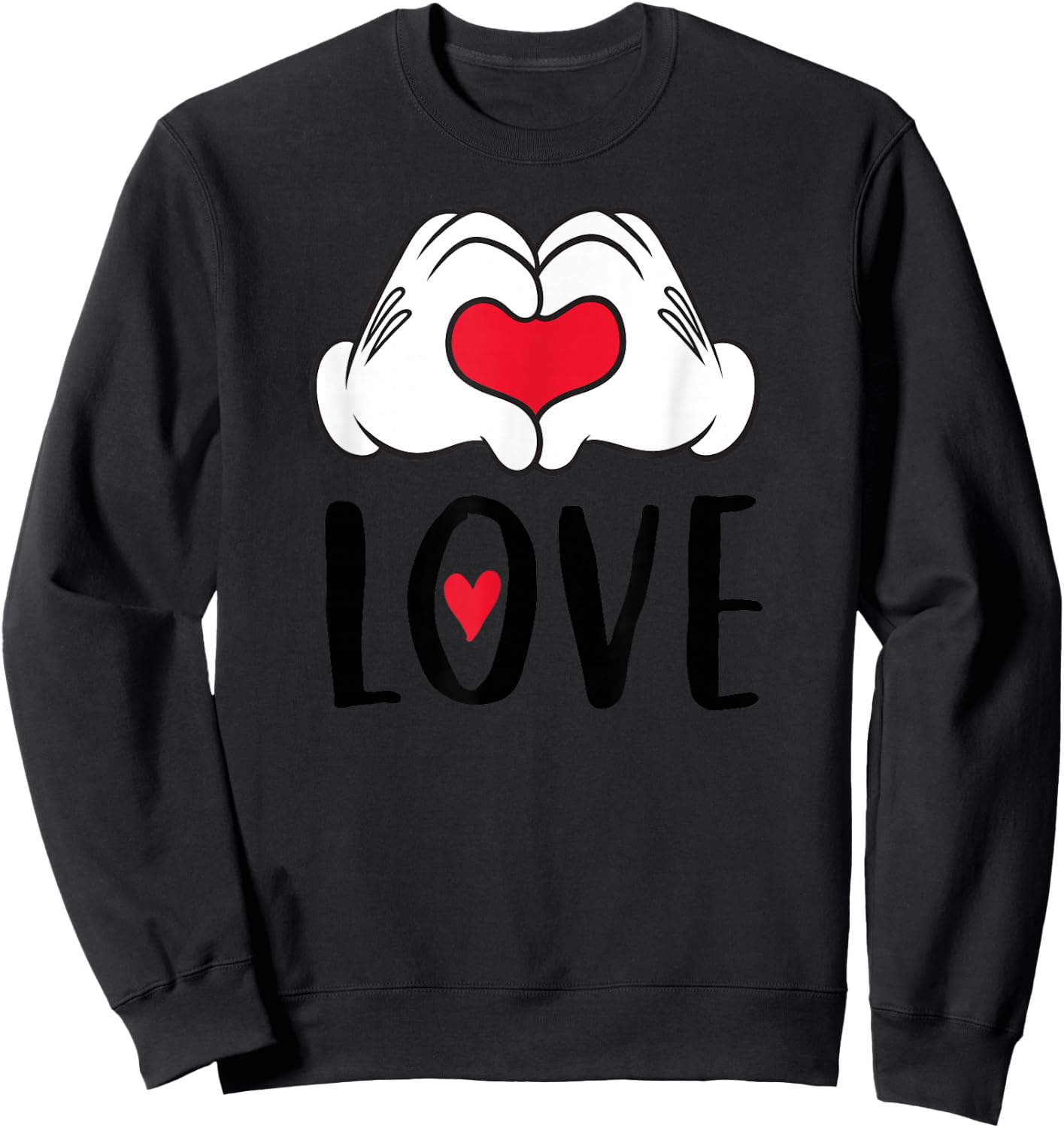 Disney Mickey and Minnie Mouse Heart Hands Love Sweatshirt - Sweatshirt | Black