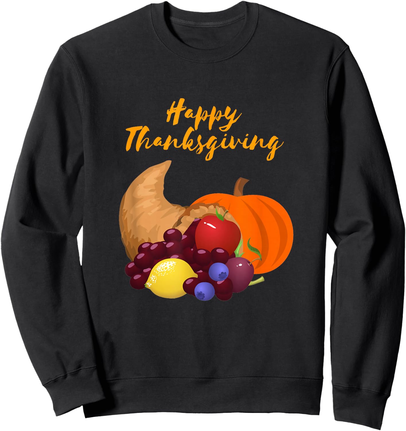Happy Thanksgiving Cornucopia design Sweatshirt - Sweatshirt | Black