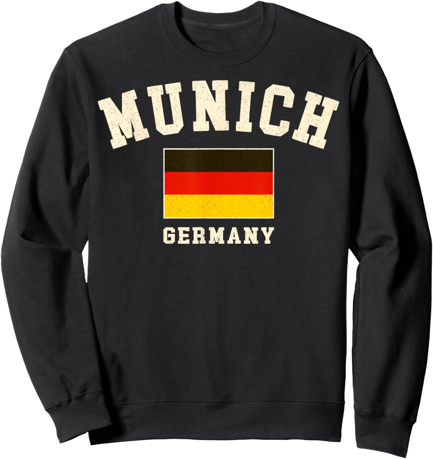 Vintage Munich Germany German Flag Souvenir Retro Graphic Sweatshirt - Sweatshirt | Black