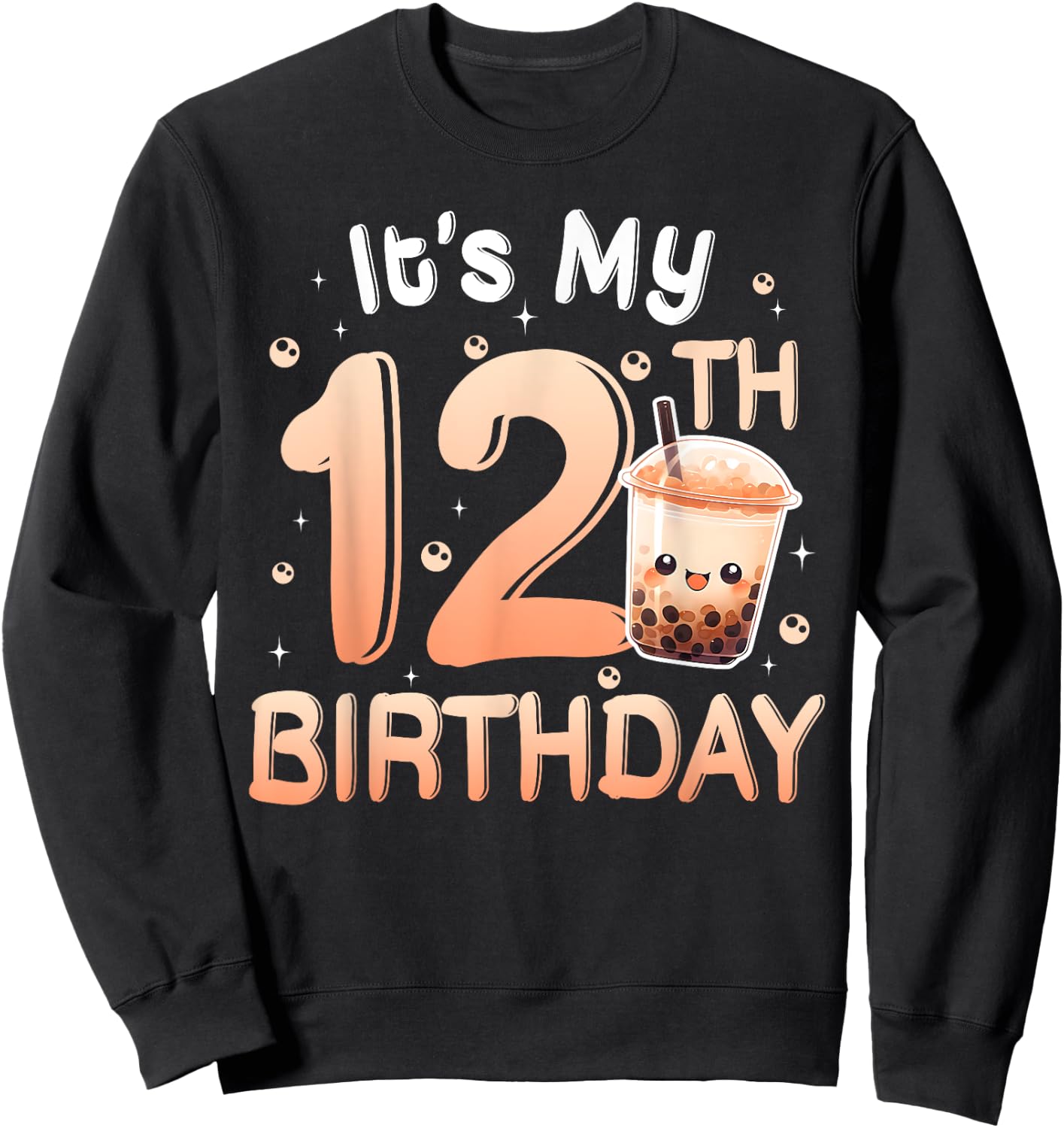 It's My 12th Birthday Bubble Boba Tea Party 12 Year Old Girl Sweatshirt - Sweatshirt | Black