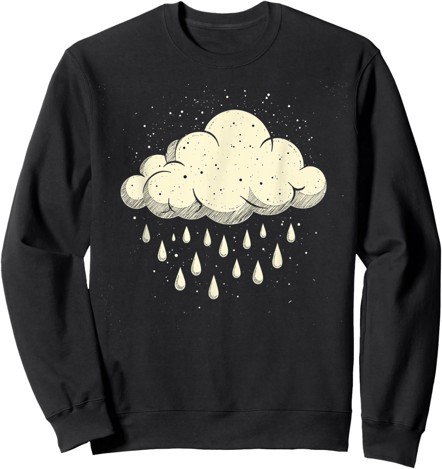 Vintage Cloud Raindrops Art Nature Weather Storm Winter Sweatshirt - Sweatshirt | Black