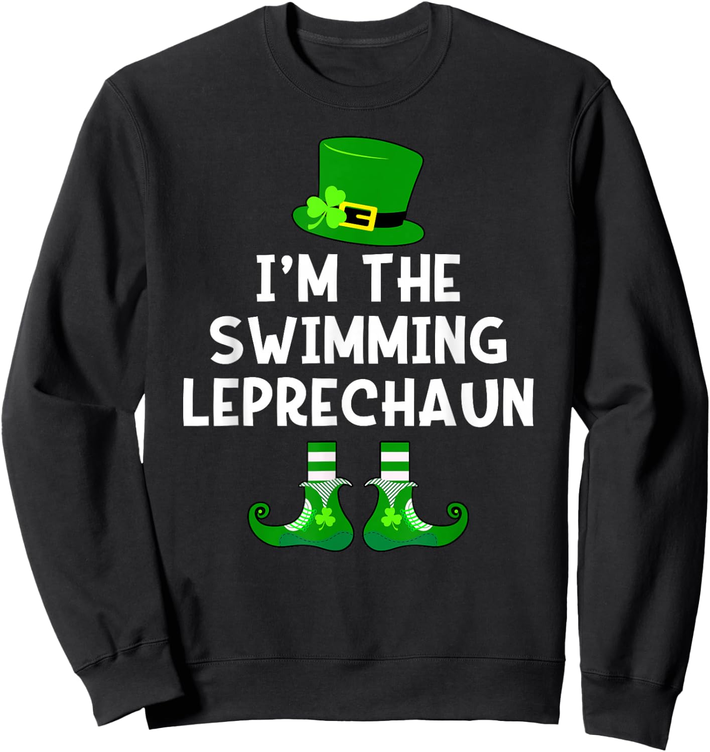 Swimming Leprechaun Funny St Patrick's Day Swim Sweatshirt - Sweatshirt | Black