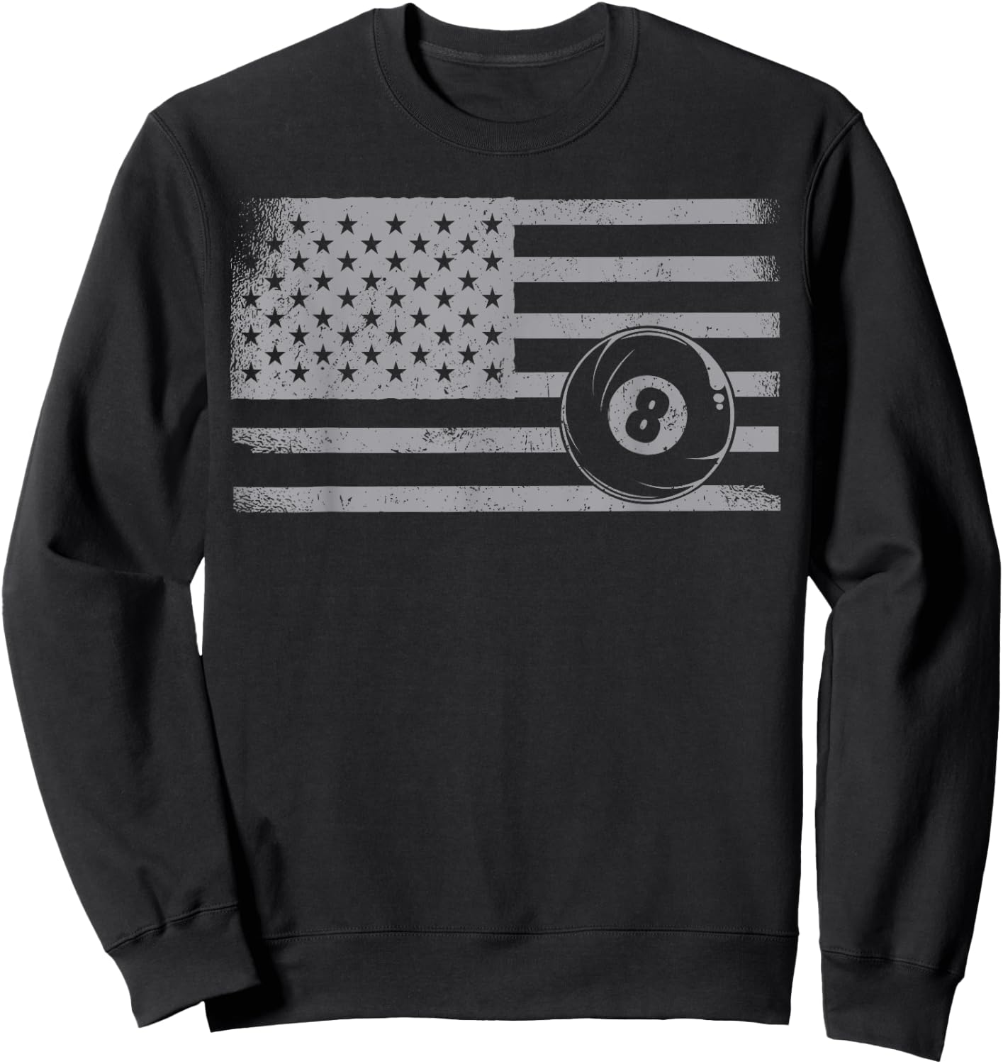 Billiards Pool Player Ball American Flag Vintage 8 Ball Men Sweatshirt - Sweatshirt | Black