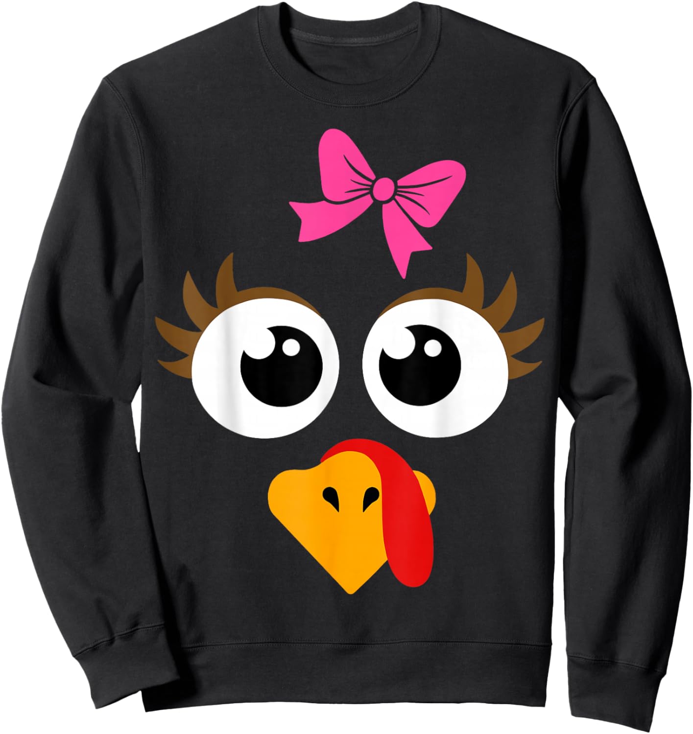 Cute Thanksgiving Turkey Face Shirt Women Girls Turkey Day Sweatshirt - Sweatshirt | Black
