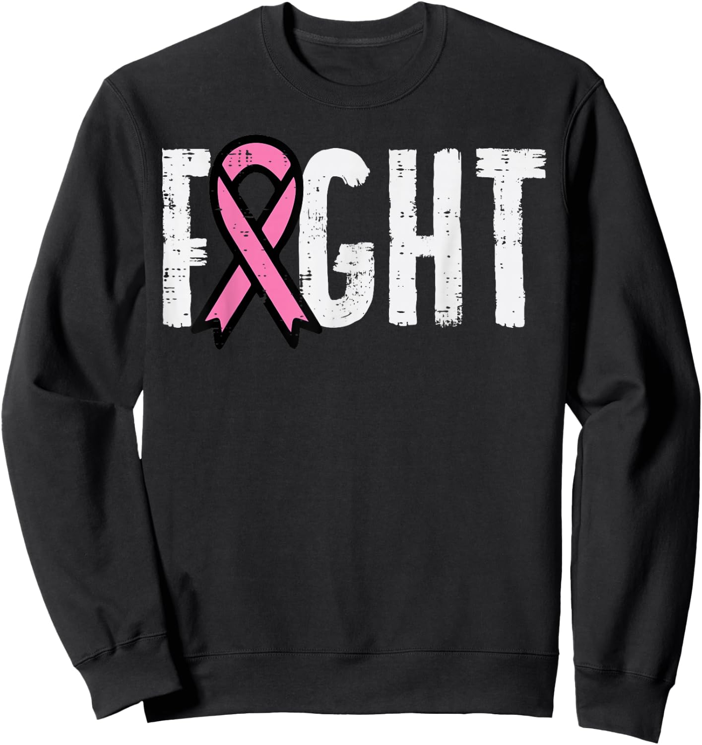 Fight Pink Ribbon Breast Cancer Awareness Men Women Kids Sweatshirt - Sweatshirt | Black