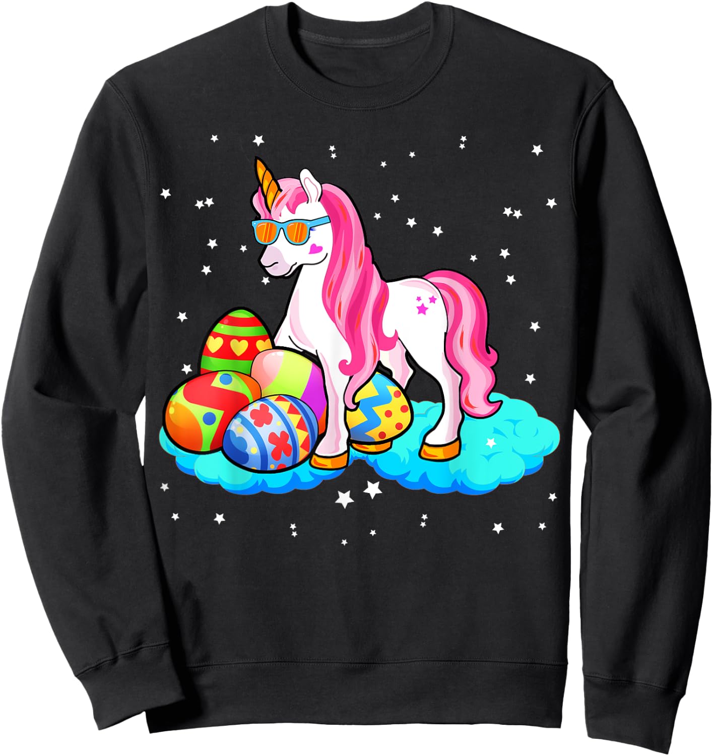 Girl Easter Unicorn Shirt Easter Girl Shirt Unicorn Easter Sweatshirt - Sweatshirt | Black