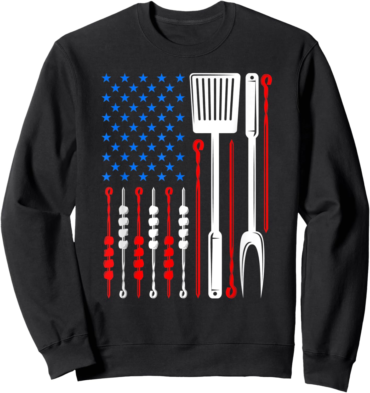 American Flag Barbecue Son Dad Husband Fathers Day Funny Sweatshirt - Sweatshirt | Black