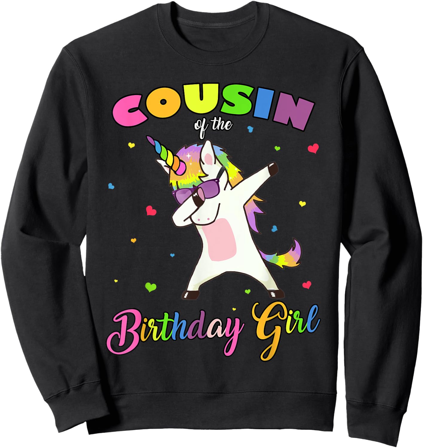 Cousin of the Birthday Girl Unicorn Princess Cousin Boy Sweatshirt - Sweatshirt | Black