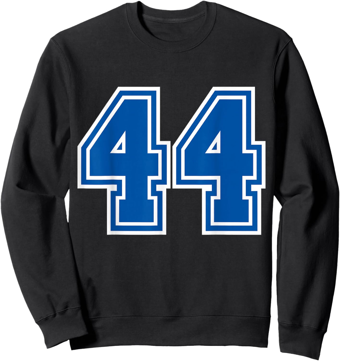 White Blue Sports Team Number 44 Sweatshirt - Sweatshirt | Black