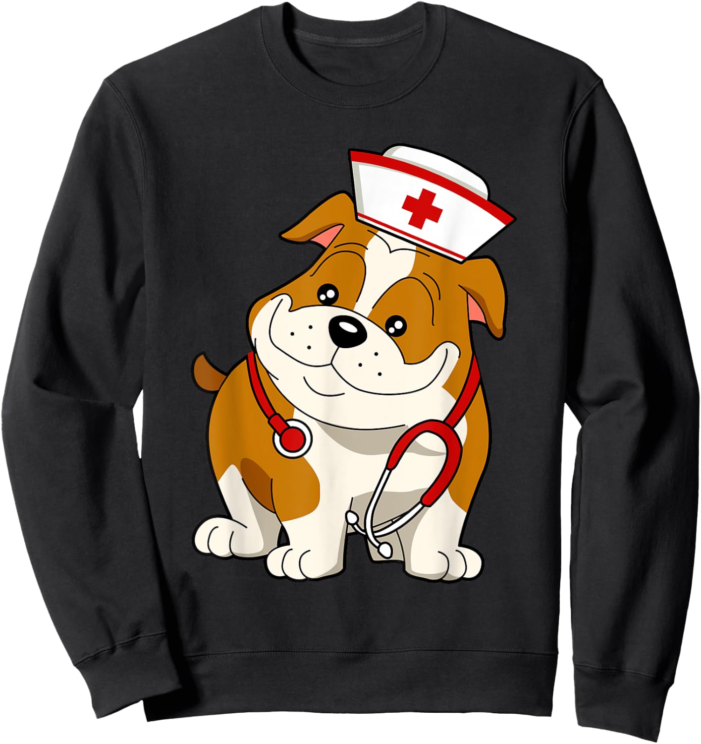 Bulldog Dog Nurse appreciation International Nurse Day Men Women Kids Sweatshirt - Sweatshirt | Black
