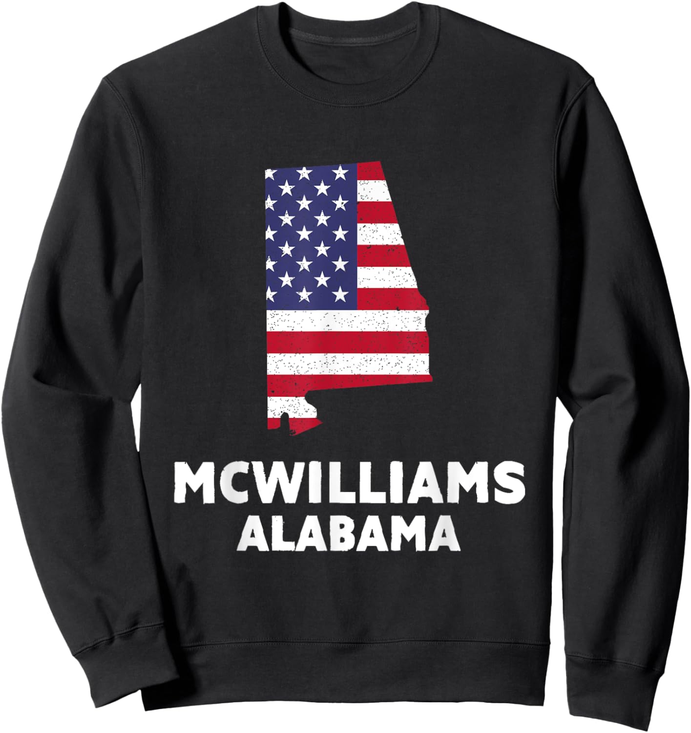 Distressed Patriotic USA Flag McWilliams, Alabama Sweatshirt - Sweatshirt | Black