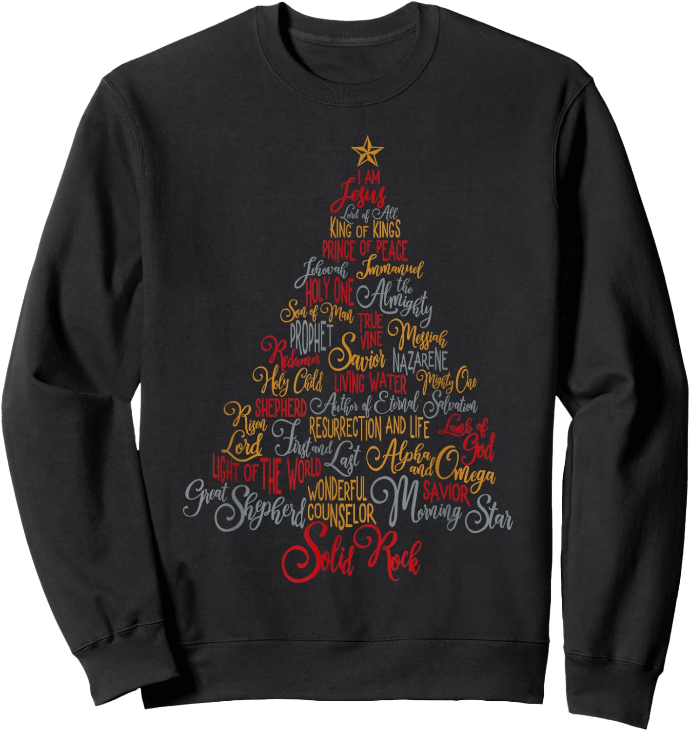 Names Of Jesus Christmas Tree Gift Amazing Xmas Tree Gift Sweatshirt - Sweatshirt | Black