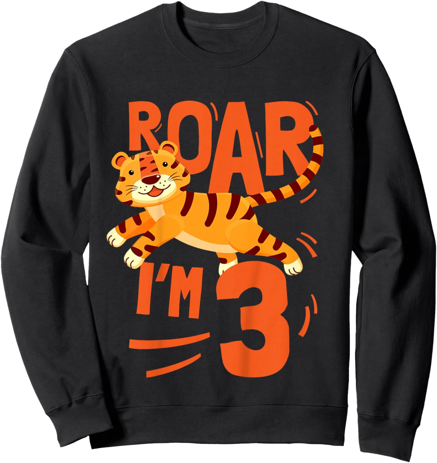 Kids Tiger 3rd Birthday Jungle Party Tiger Age 3 Wild Animal Sweatshirt - Sweatshirt | Black
