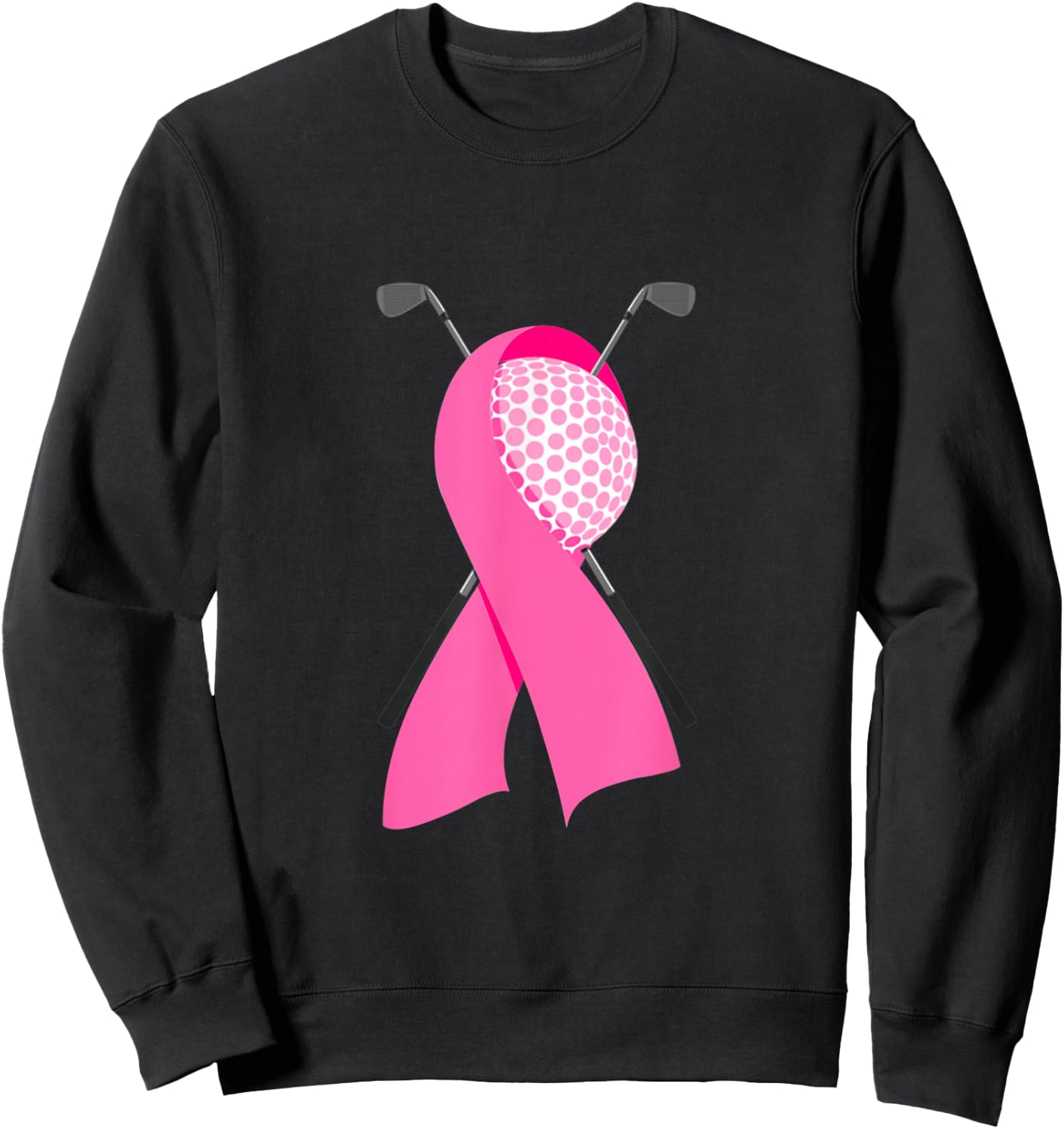 Funny Golf Pink Ribbon Breast Cancer Awareness Support Mom Sweatshirt - Sweatshirt | Black