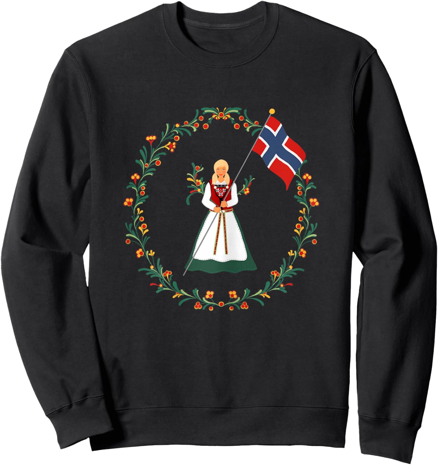 Norway Pride Norwegian Bunad Girl Flag Gift Pride Sweatshirt - Sweatshirt | Black