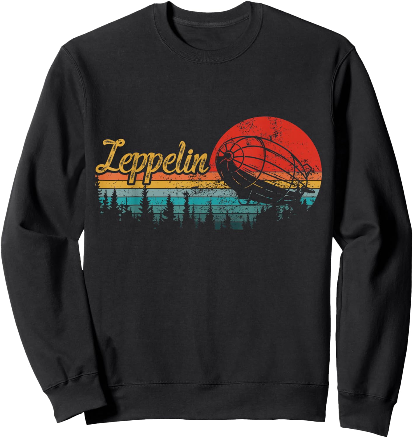 Retro Zeppelin 70s Dirigible Blimp Airship Zepelin Zepplin Sweatshirt - Sweatshirt | Black