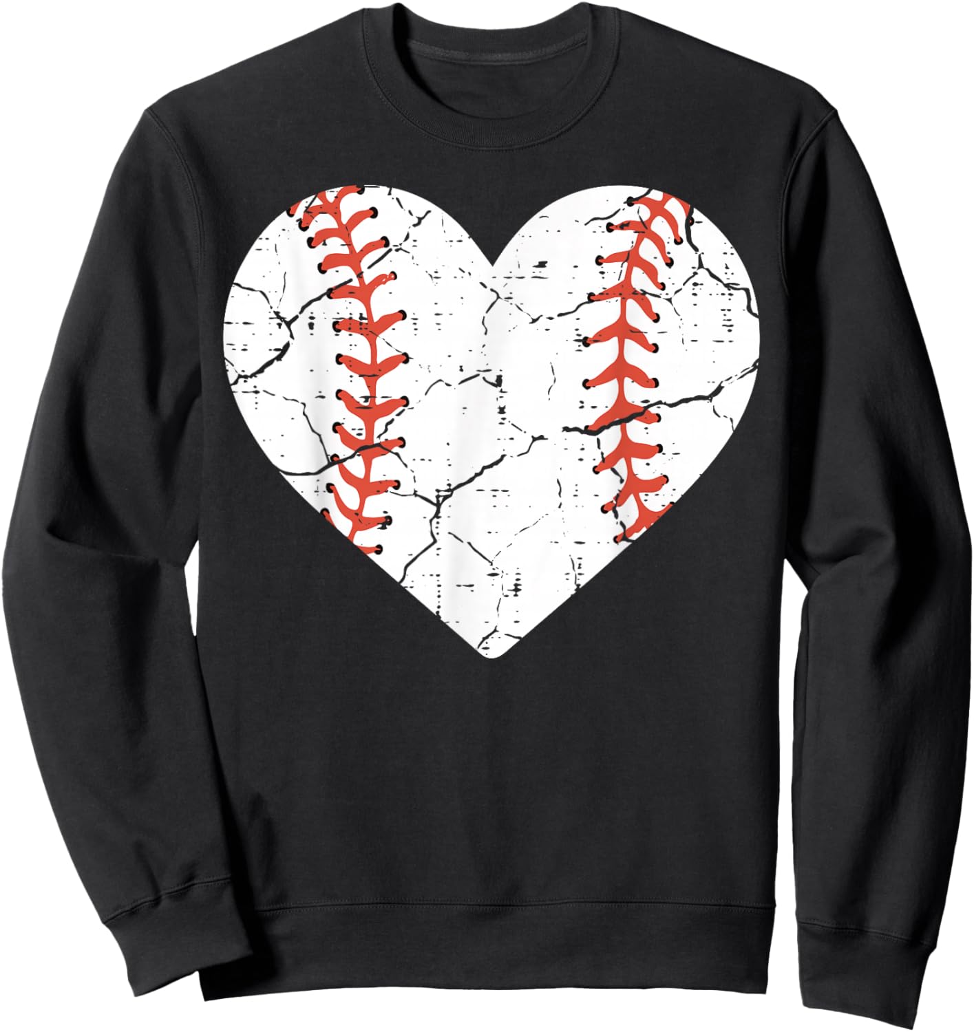 Baseball Heart Sports Player Coach Fan Women Girls Sweatshirt - Sweatshirt | Black