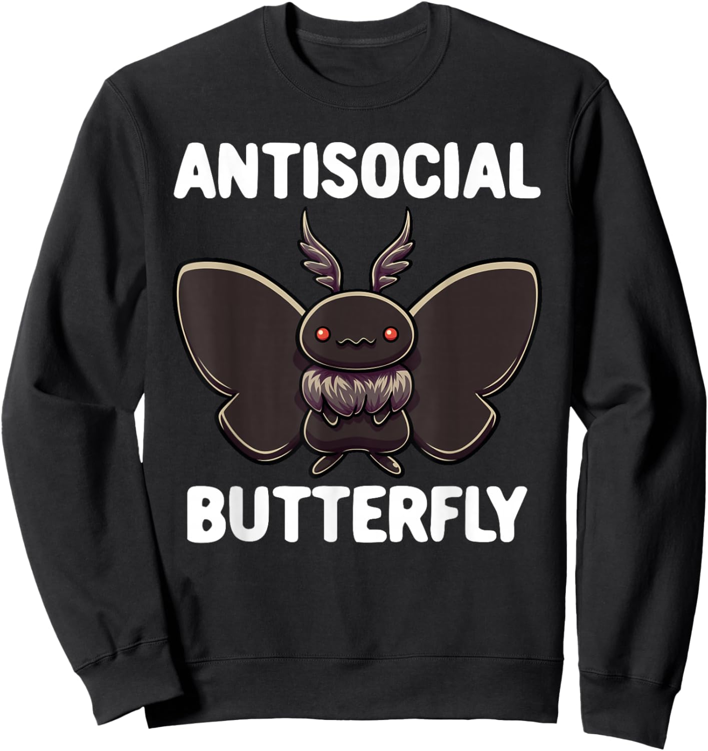 Mothman Shirt Antisocial Butterfly Introvert Cryptid Sweatshirt - Sweatshirt | Black