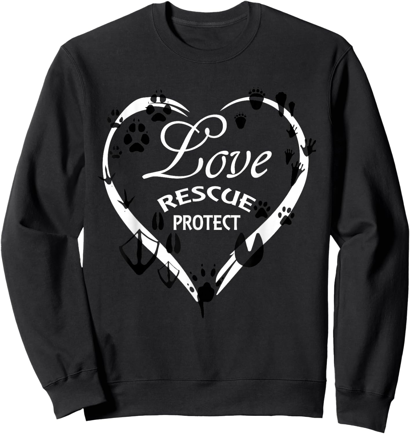 LOVE Rescue Protect Wildlife Save Animals Sweatshirt - Sweatshirt | Black