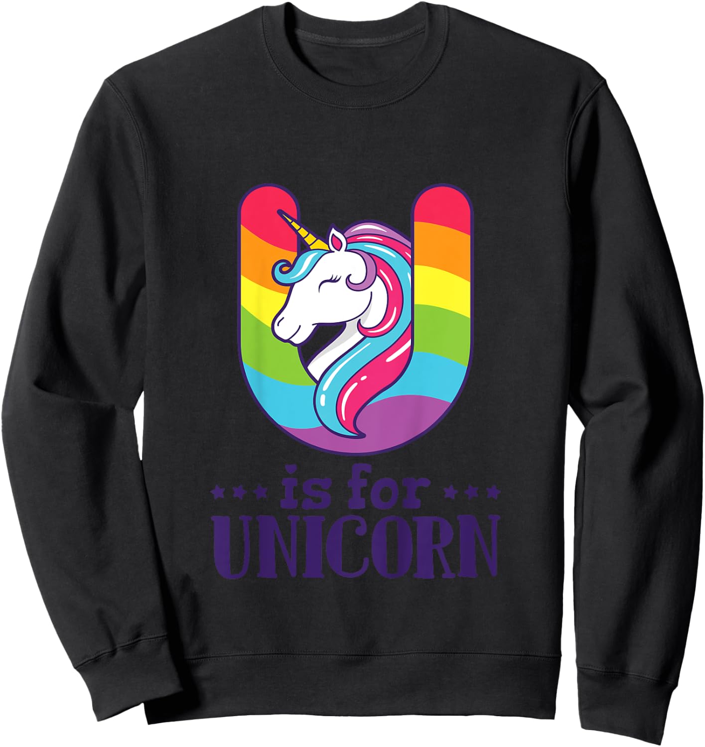 U Is For Unicorn Alphabet Sweatshirt - Sweatshirt | Black