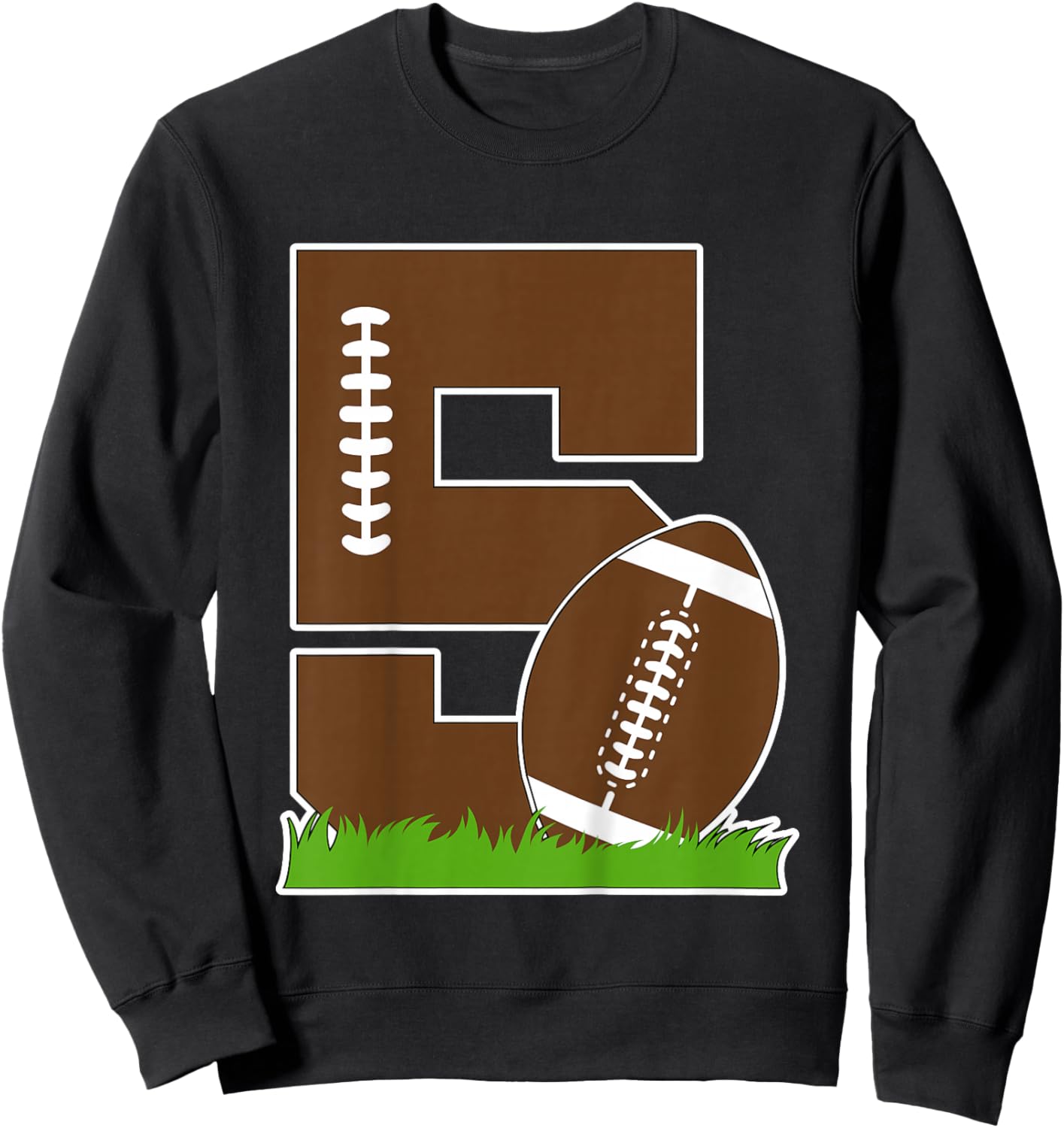 Kids 5th Birthday Football Boy Five Year Old Football Player Sweatshirt - Sweatshirt | Black