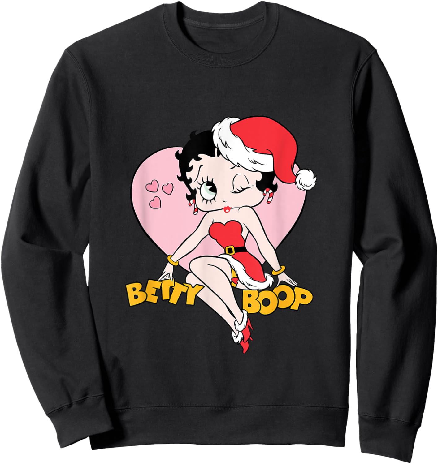 Betty Boop Christmas Heart Wink Sweatshirt - Sweatshirt | Black