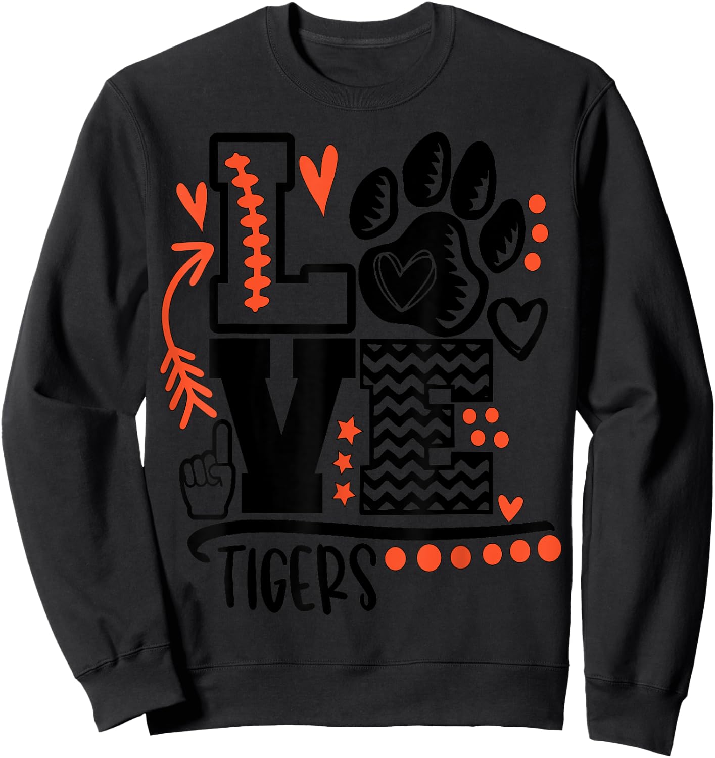 Football tigers paw mom school spirit Sweatshirt - Sweatshirt | Black