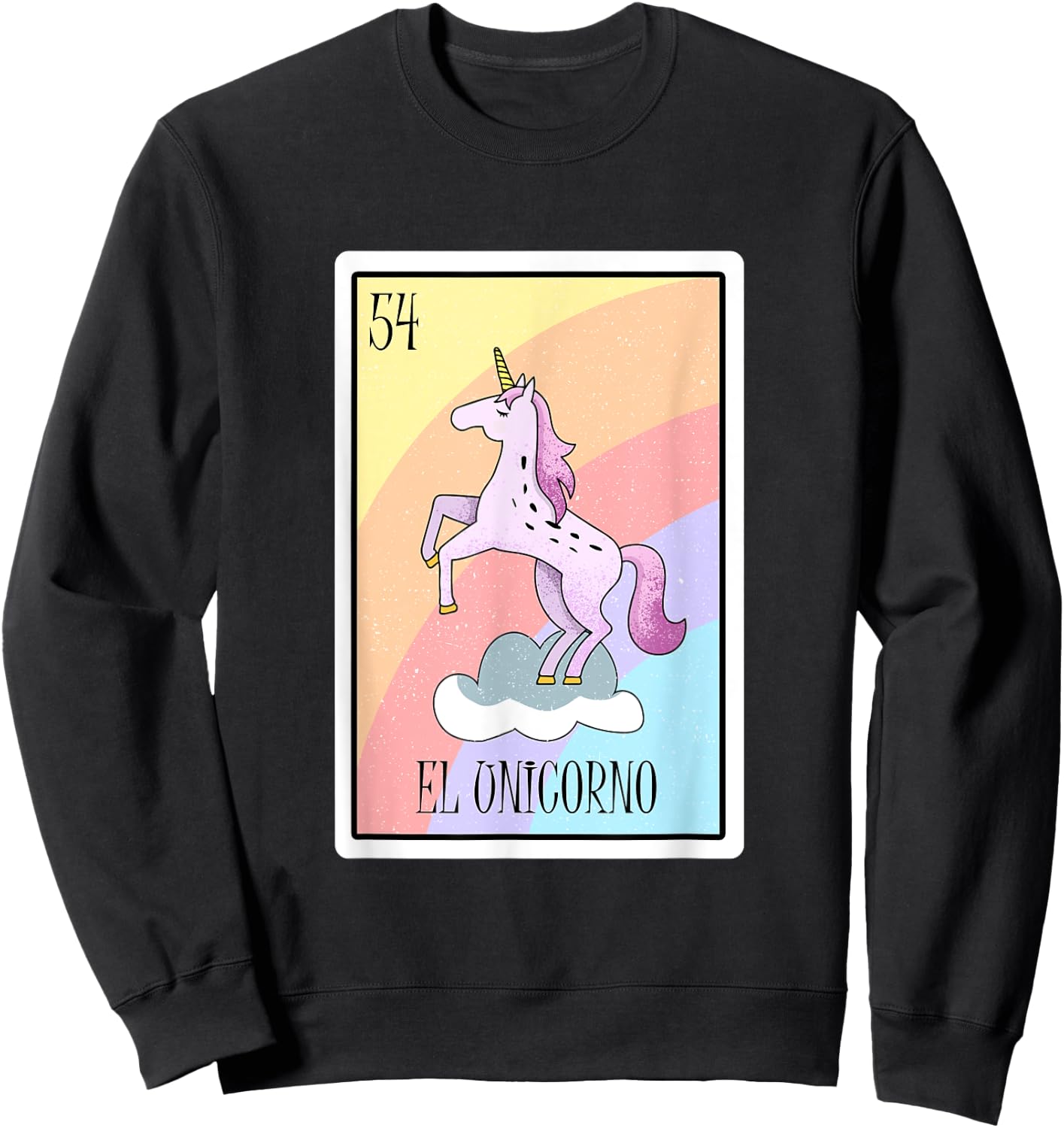 El Unicorno Lottery Gift The Unicorn Card Mexican Lottery Sweatshirt - Sweatshirt | Black