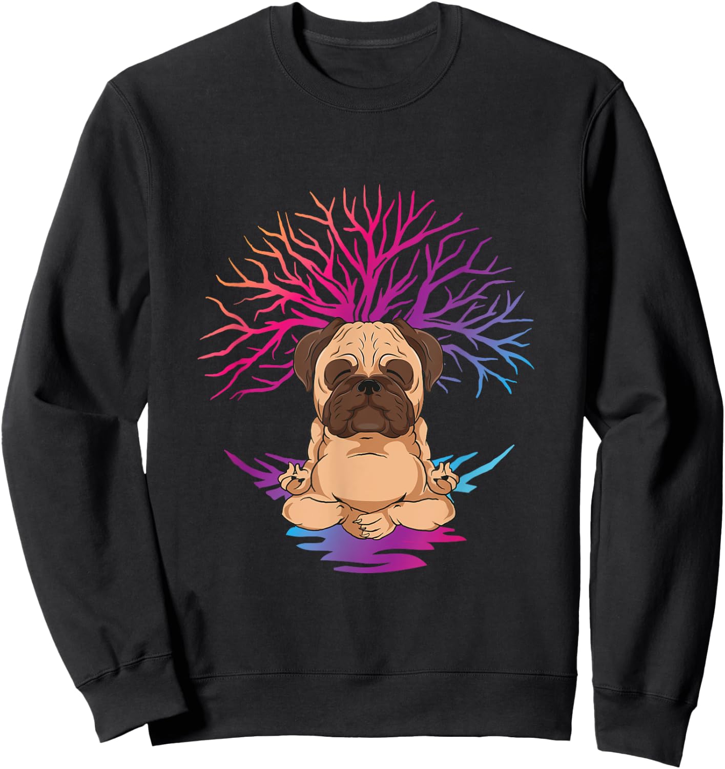 Yoga Pug for meditating dog owner Women Kids Sweatshirt - Sweatshirt | Black