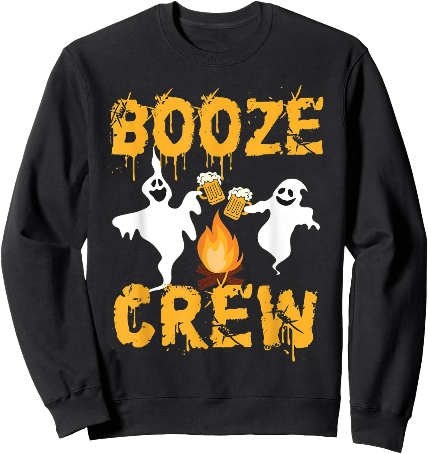 Booze Crew – Halloween Beer Drinke Ghost Camping Lover Sweatshirt - Sweatshirt | Black