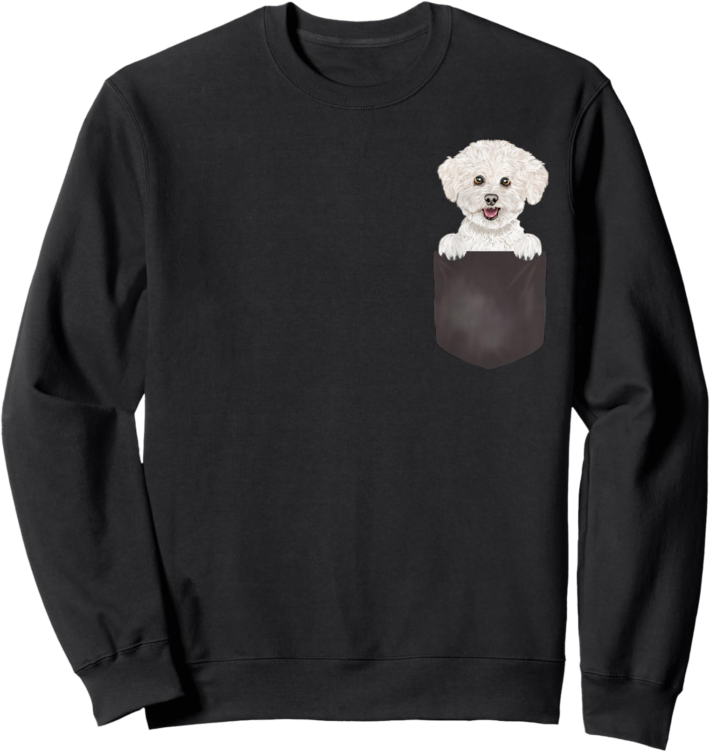 Dog in Pocket Funny Dog Lover Bichons Frise Sweatshirt - Sweatshirt | Black