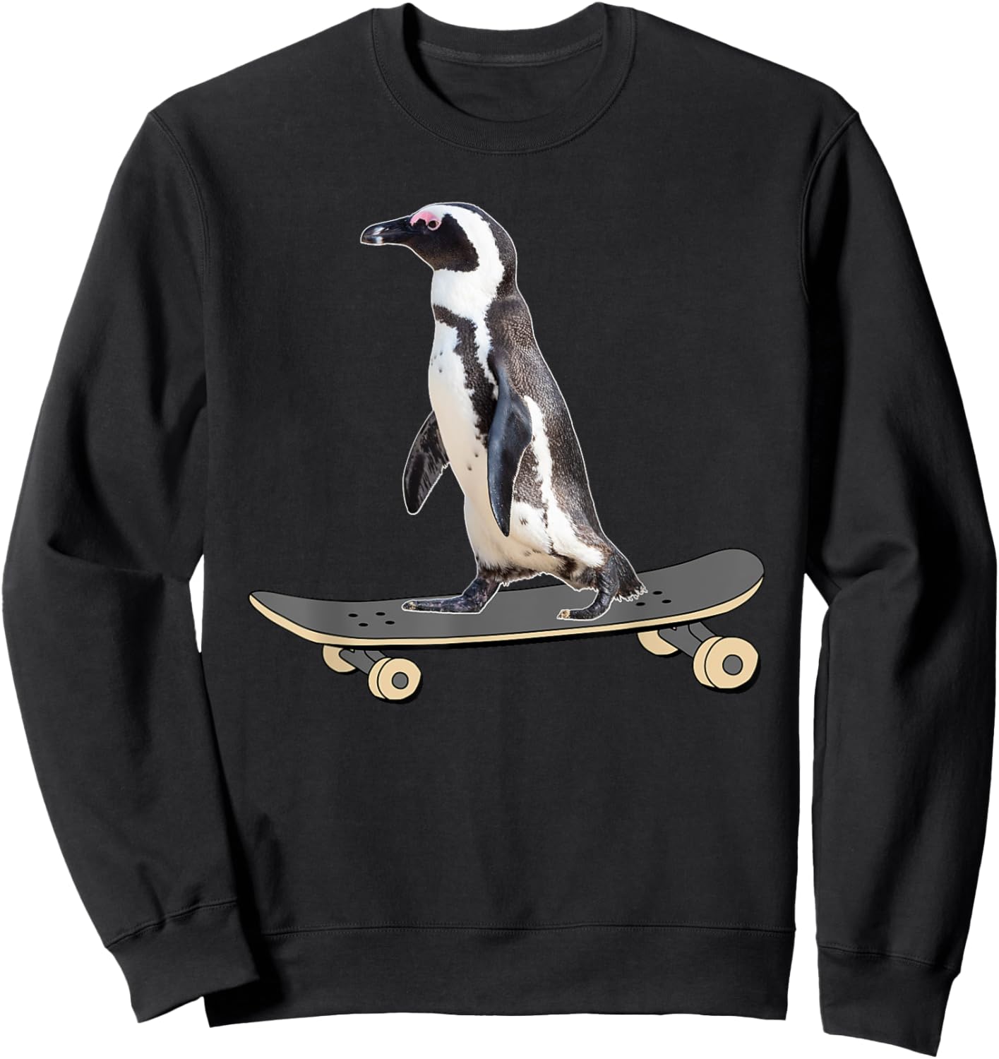 Penguin on Skateboard Funny Skateboarder Penguin Sweatshirt - Sweatshirt | Black