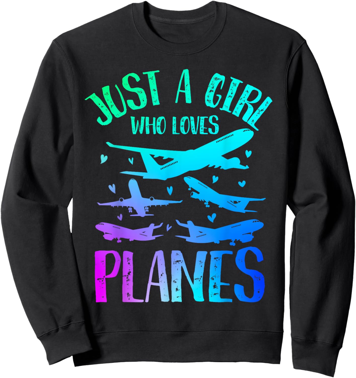 Just A Girl Who Loves Planes Women Girls Kids Plane Lovers Sweatshirt - Sweatshirt | Black
