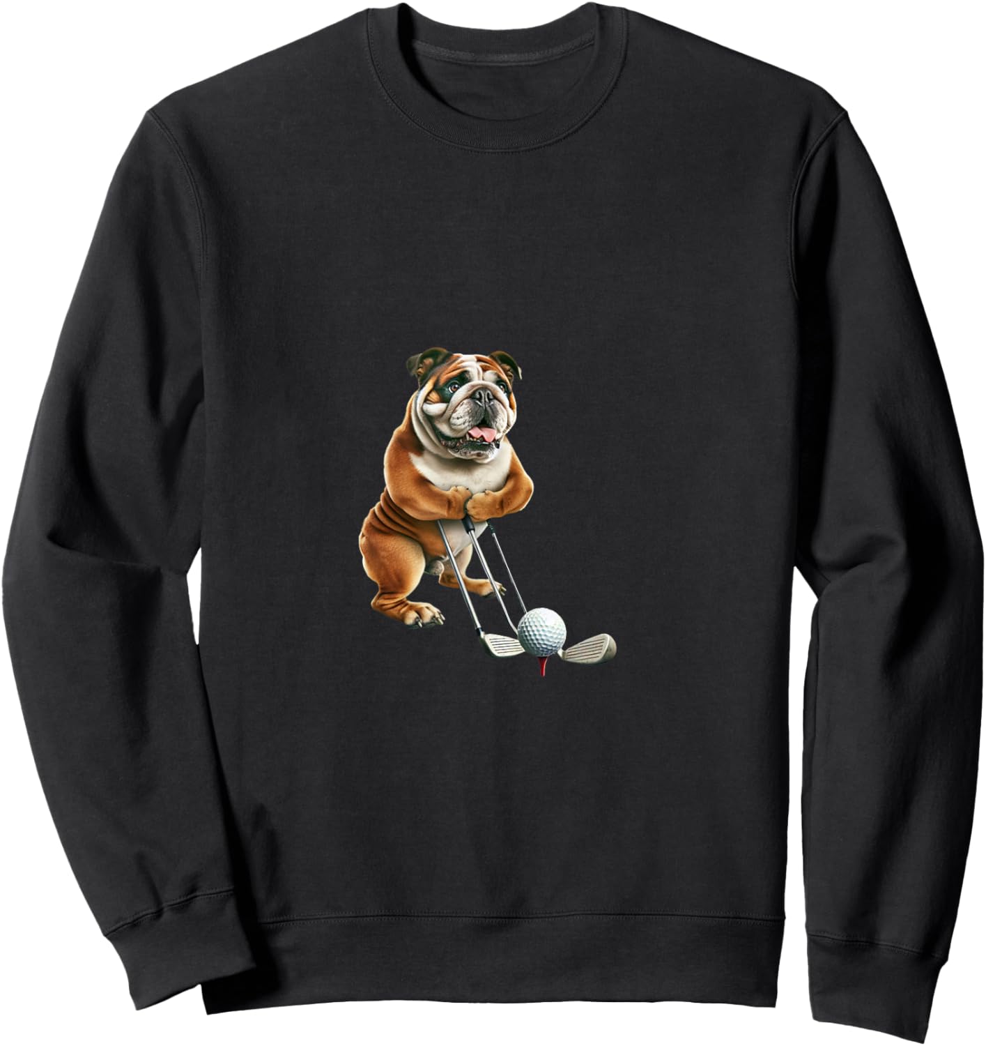 Bulldog playing golf funny dog lovers Women Kids Sweatshirt - Sweatshirt | Black
