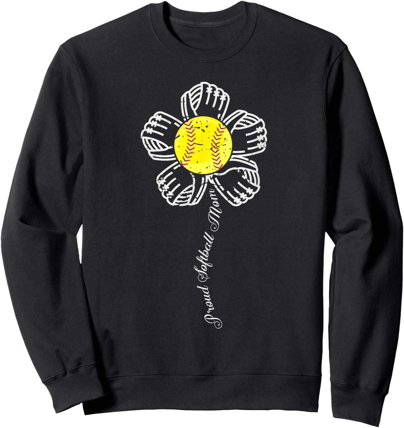 Proud Softball Mom Shirt Baseball Mother s Gift Sweatshirt - Sweatshirt | Black