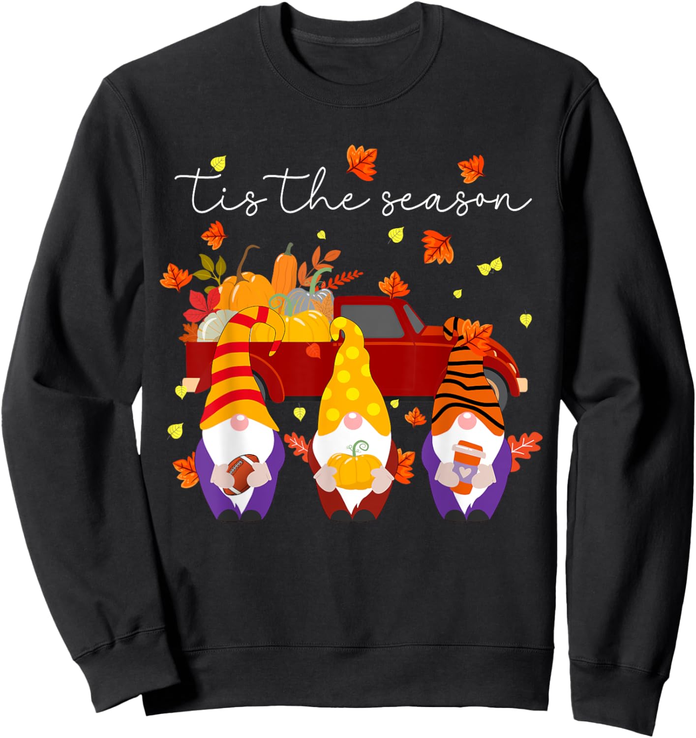 Tis The Season Fall Pumpkin Gomes Thanksgiving Football Sweatshirt - Sweatshirt | Black
