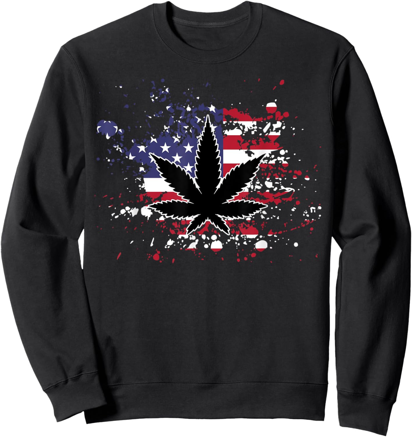 Weed American Flag 4th Of July Marjuana Patriotic Stoner Men Sweatshirt - Sweatshirt | Black