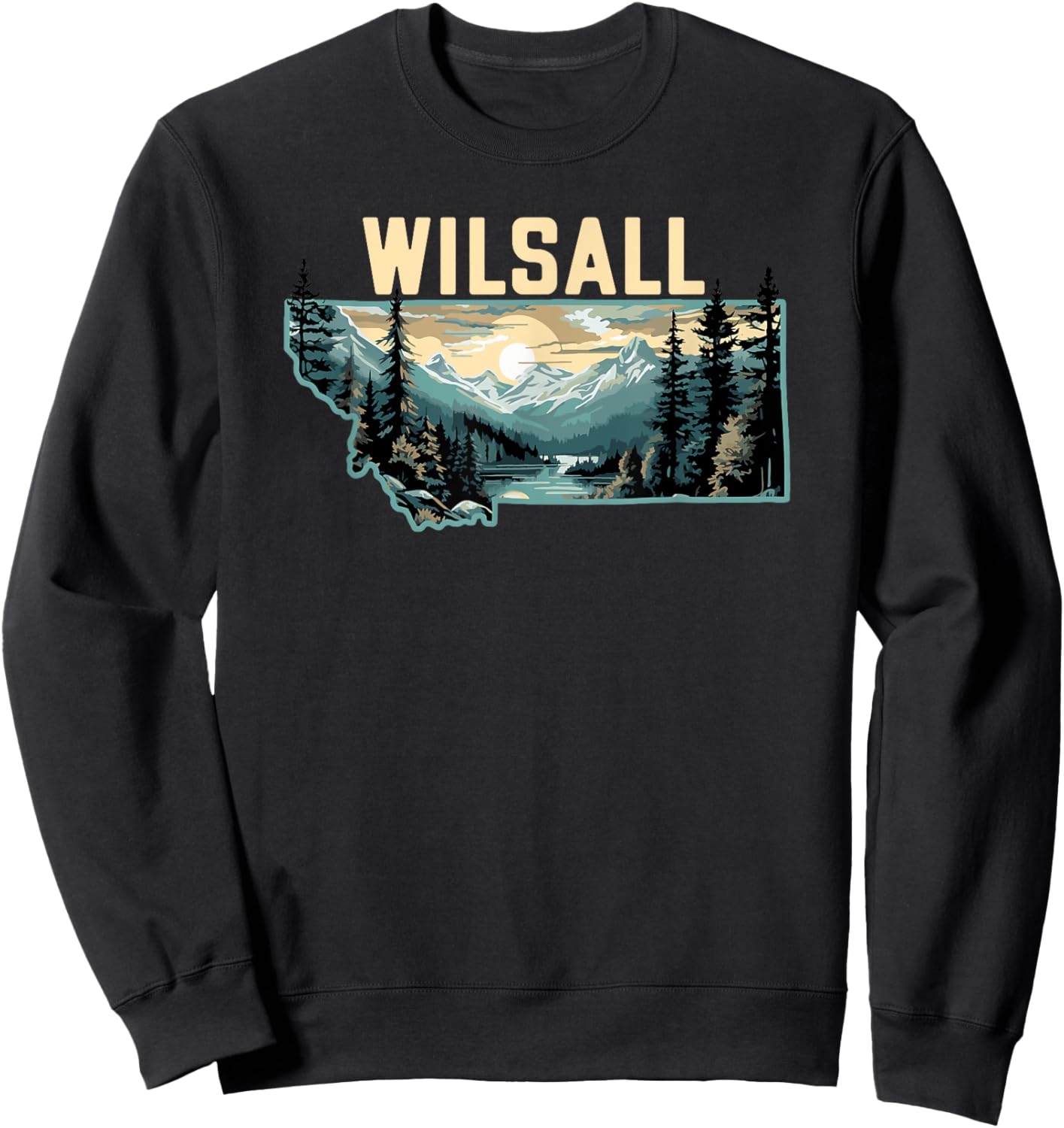 Wilsall Montana Outdoor Art Retro Hiking Sweatshirt - Sweatshirt | Black