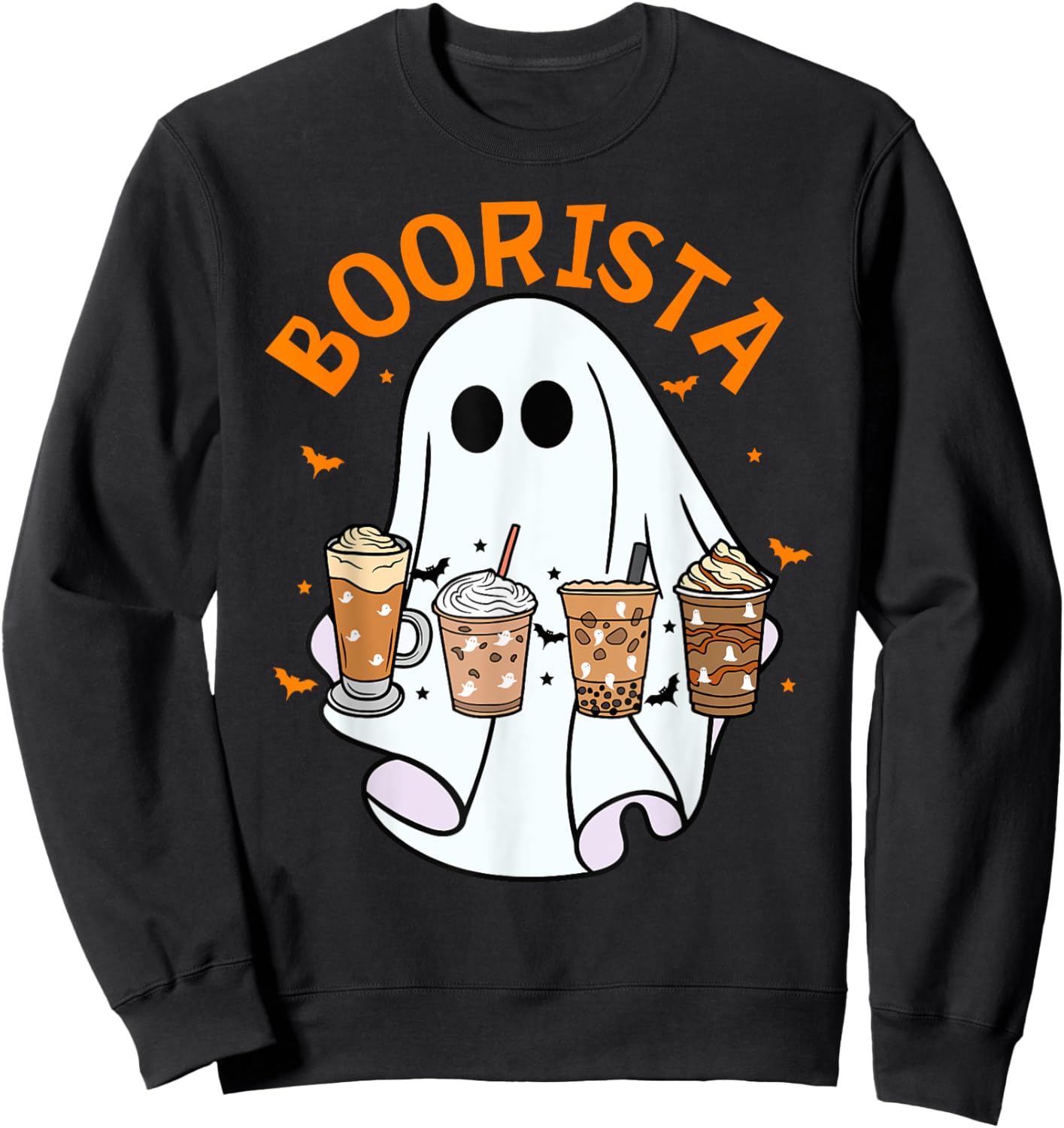 Boorista Barista Ghost Coffee Halloween Spooky Season Funny Sweatshirt - Sweatshirt | Black
