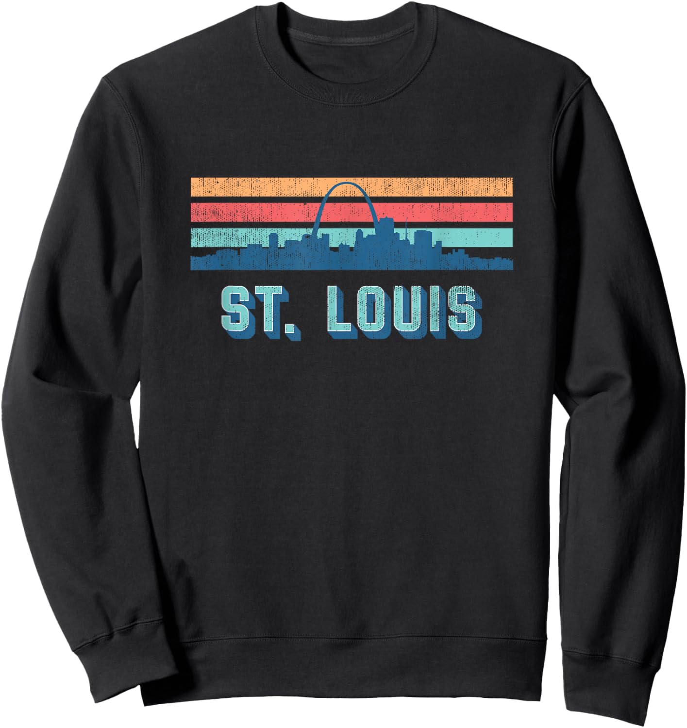 Retro STL, Retro Vintage Sunset St. Louis, Missouri STL 314 Sweatshirt - Sweatshirt | Black