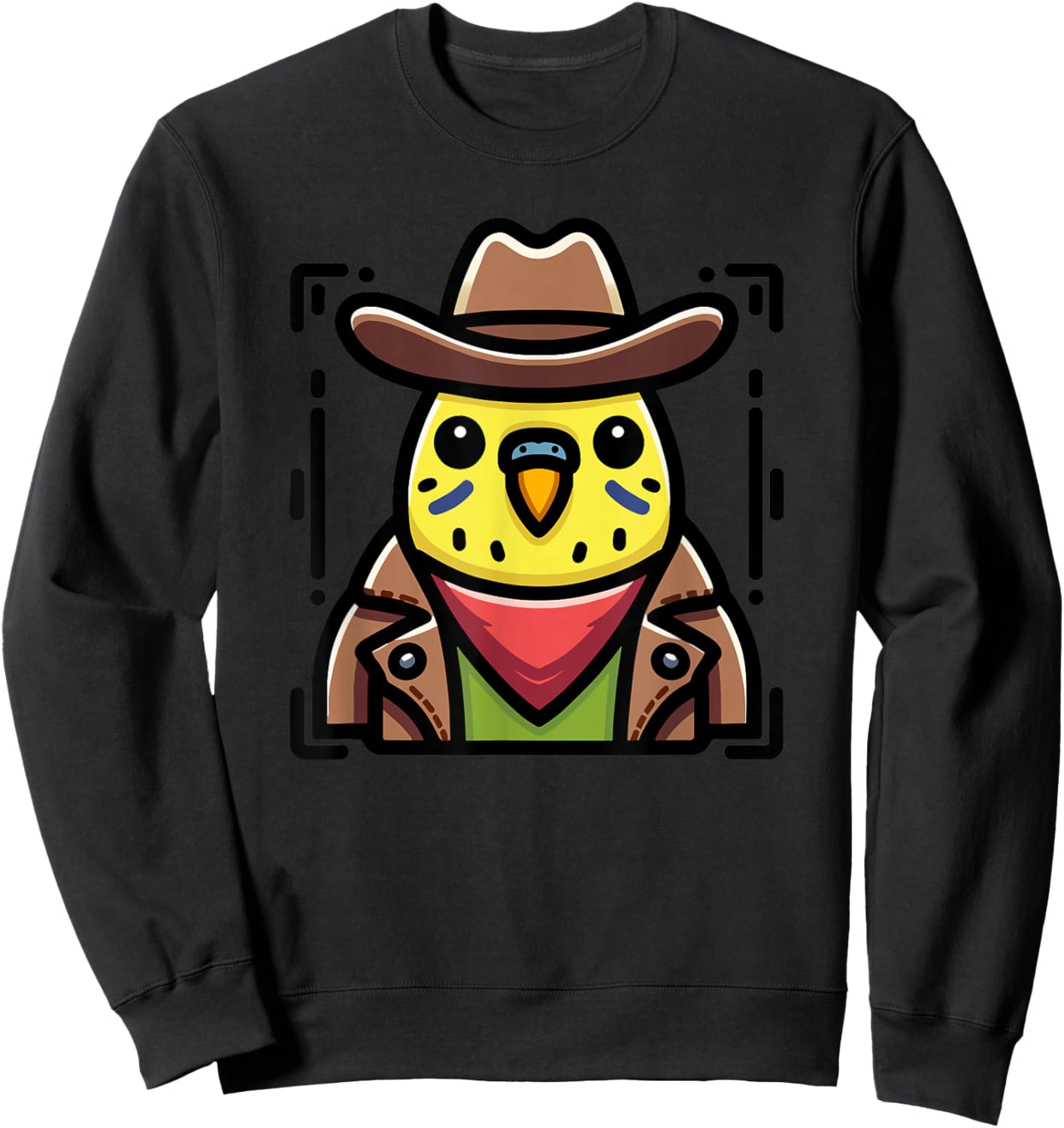 Cowboy Parakeet Bird Western Theme Funny Graphic Sweatshirt - Sweatshirt | Black
